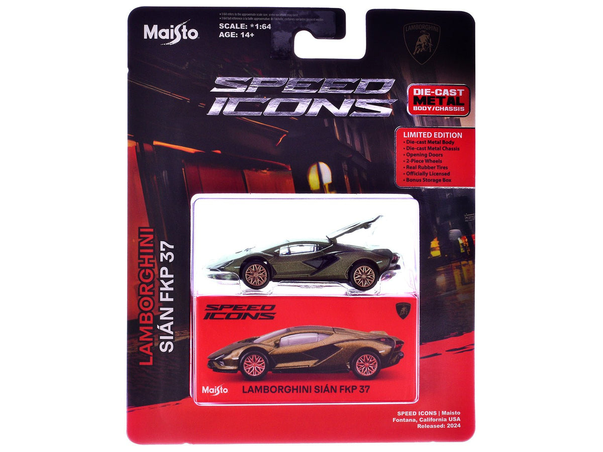 Lamborghini Sian FKP 37 Green Metallic "Speed Icons" Series 1/64 Diecast Model Car by Maisto-Maisto-ModelCars.com