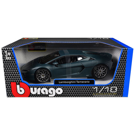 Lamborghini Temerario Matt Blue Metallic 1/18 Diecast Model Car by Bburago-Bburago-ModelCars.com