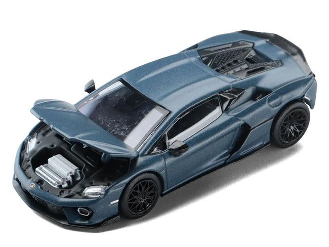 Lamborghini Temerario Matt Blue Metallic 1/64 Diecast Model Car by Trends Hobby-Trends Hobby-ModelCars.com