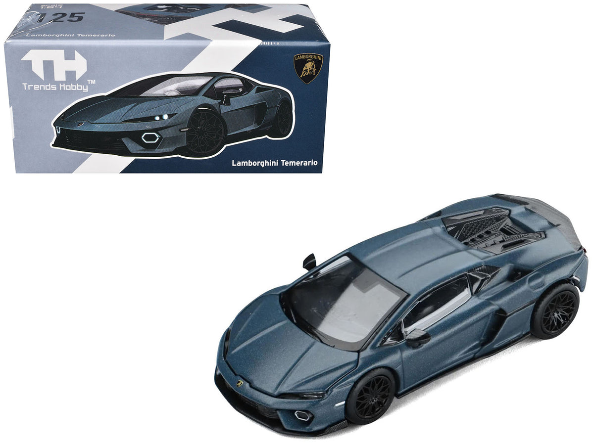 Lamborghini Temerario Matt Blue Metallic 1/64 Diecast Model Car by Trends Hobby-Trends Hobby-ModelCars.com