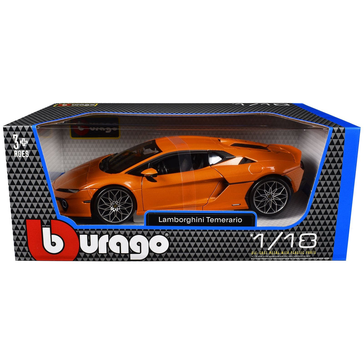 Lamborghini Temerario Orange Metallic 1/18 Diecast Model Car by Bburago-Bburago-ModelCars.com