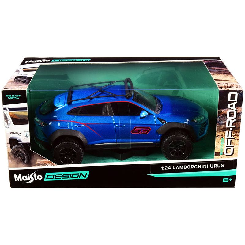 Lamborghini Urus 63 with Roof Rack Blue Metallic "Off - Road" Series 1/24 Diecast Model Car by Maisto - Maisto - ModelCars.com