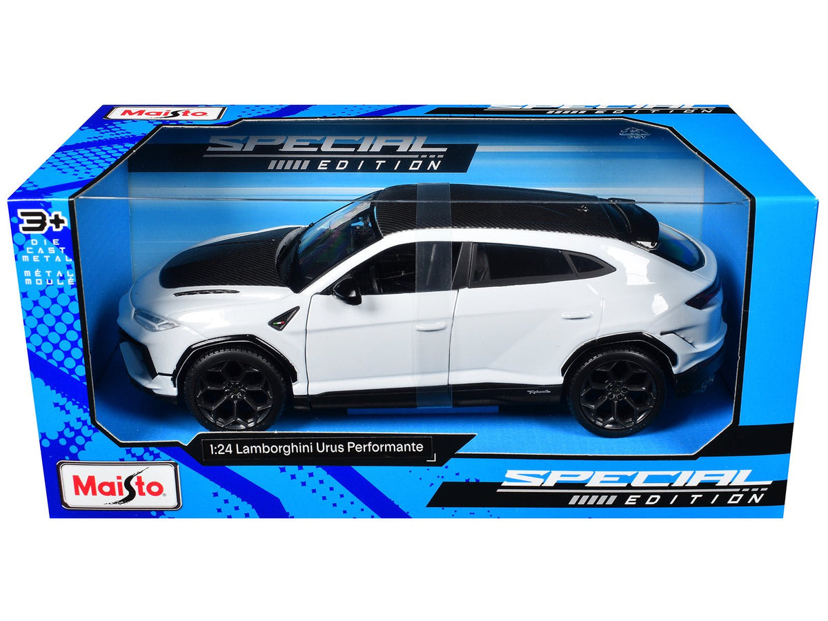 Lamborghini Urus Performante White Metallic with Carbon Hood and Top "Special Edition" Series 1/24 Diecast Model Car by Maisto-Maisto-ModelCars.com