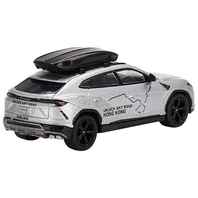 Lamborghini Urus with Roof Box "Unlock Any Road Hong Kong" Silver Metallic Limited Edition 1/64 Diecast Model Car by True Scale Miniatures - True Scale Miniatures - ModelCars.com