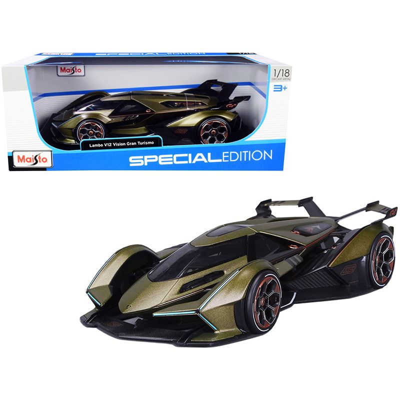 Lamborghini V12 Vision Gran Turismo Matt Green Metallic 1/18 Diecast Model Car by Maisto - Maisto - ModelCars.com
