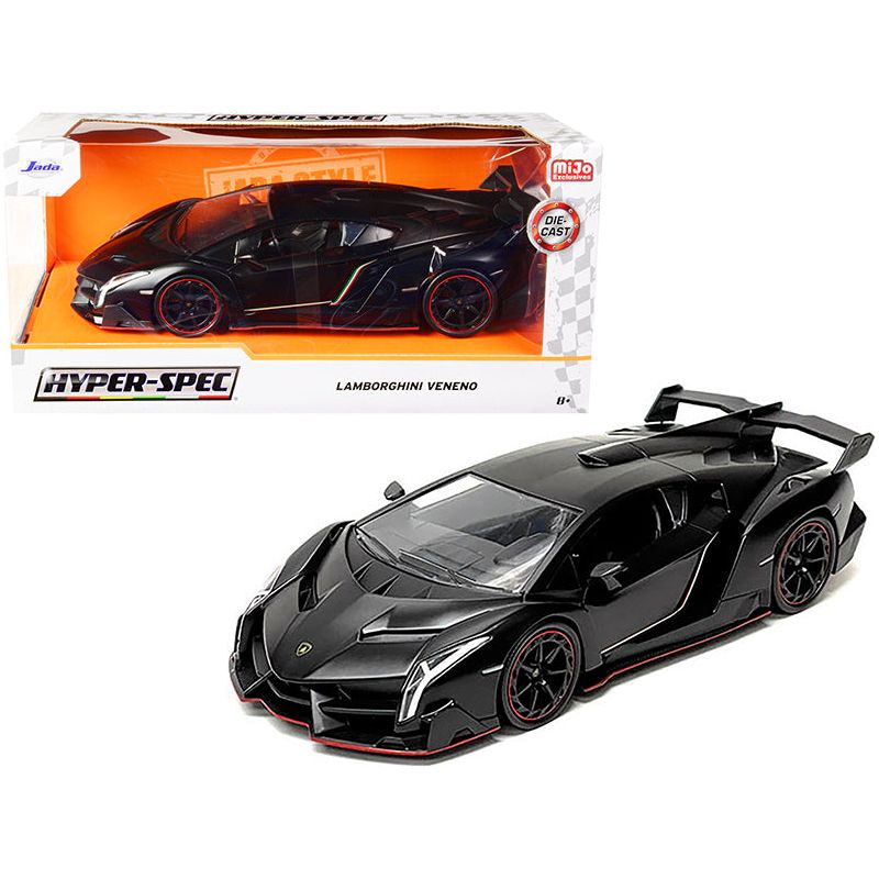Lamborghini Veneno Matt Black "Hyper-Spec" Series 1/24 Diecast Model Car by Jada-Jada-ModelCars.com