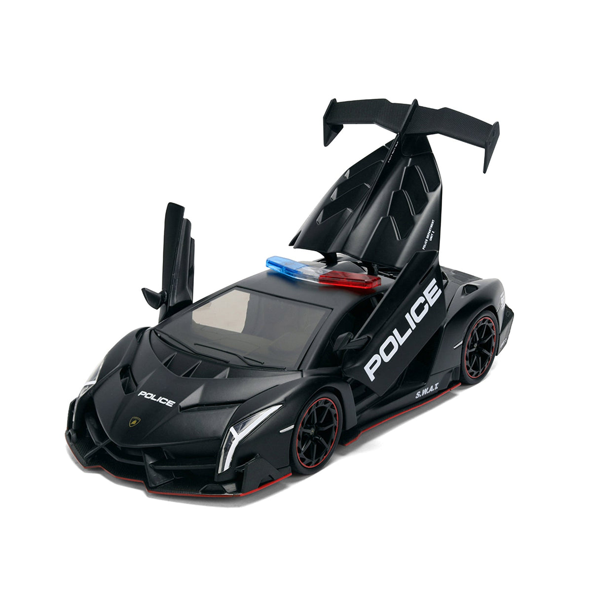 Lamborghini Veneno "Police" Matt Black "Hyper-Spec" Series 1/24 Diecast Model Car by Jada-Jada-ModelCars.com