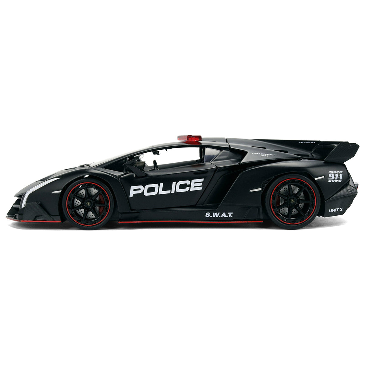 Lamborghini Veneno "Police" Matt Black "Hyper-Spec" Series 1/24 Diecast Model Car by Jada-Jada-ModelCars.com
