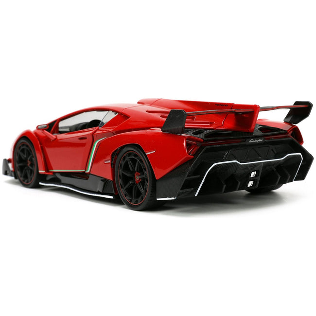 Lamborghini Veneno Red and Black "Hyper - Spec" Series 1/24 Diecast Model Car by Jada - Jada - ModelCars.com