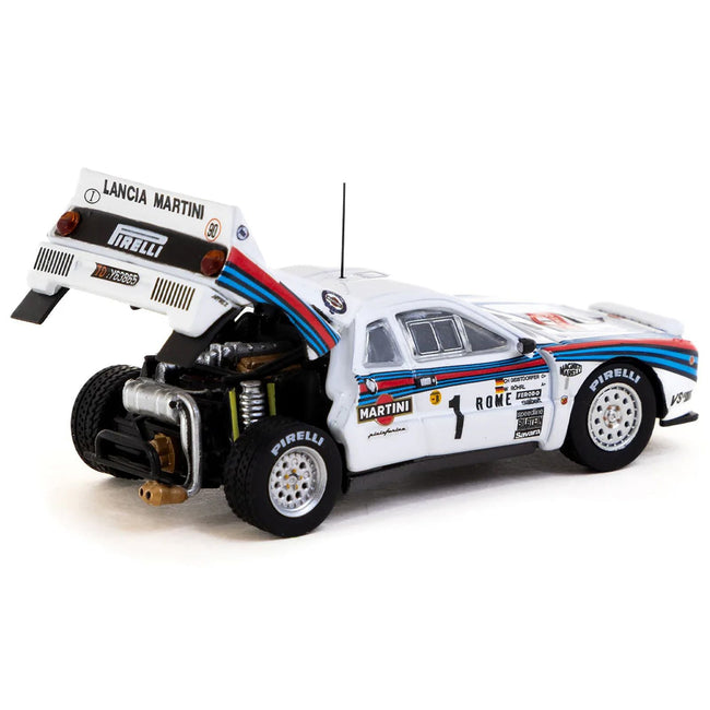 Lancia 037 Rally #1 Walter Rohrl - Christian Geistdorfer "Martini Racing" Winner "Rallye Monte-Carlo" (1983) "Hobby64+" Series 1/64 Diecast Model Car by Tarmac Works-Tarmac Works-ModelCars.com
