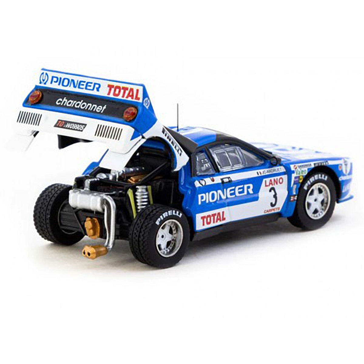 Lancia 037 Rally #3 Jean-Claude Andruet - Francoise Sappey 2nd Place "Ypres 24 Hours Rally" (1983) "Hobby64+" Series 1/64 Diecast Model Car by Tarmac Works-Tarmac Works-ModelCars.com