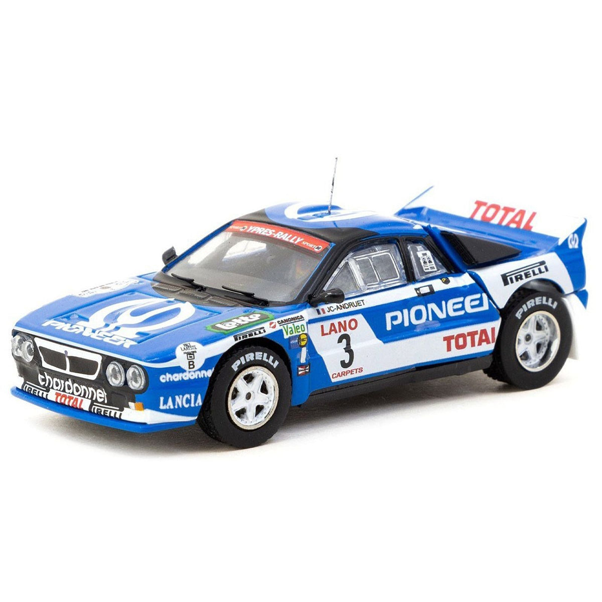 Lancia 037 Rally #3 Jean-Claude Andruet - Francoise Sappey 2nd Place "Ypres 24 Hours Rally" (1983) "Hobby64+" Series 1/64 Diecast Model Car by Tarmac Works-Tarmac Works-ModelCars.com