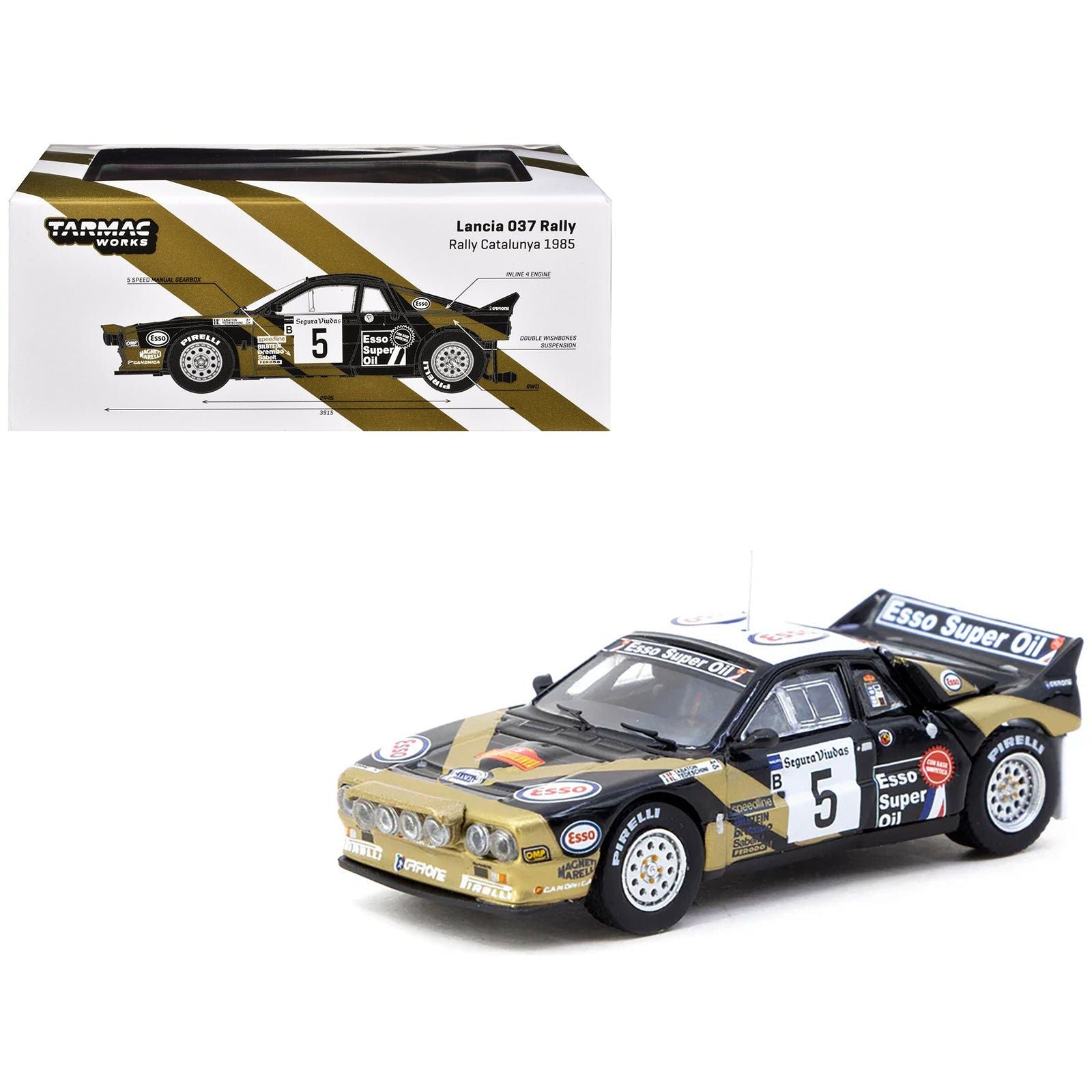 Lancia 037 Rally 5 Fabrizio Tabaton - Luciano Tedeschini Winner "Rally Catalunya" (1985) "Hobby64+" Series 1/64 Diecast Model Car by Tarmac Works - Tarmac Works - ModelCars.com