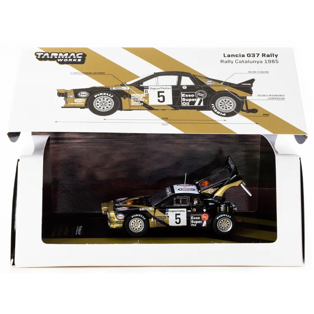 Lancia 037 Rally #5 Fabrizio Tabaton - Luciano Tedeschini Winner "Rally Catalunya" (1985) "Hobby64+" Series 1/64 Diecast Model Car by Tarmac Works-Tarmac Works-ModelCars.com