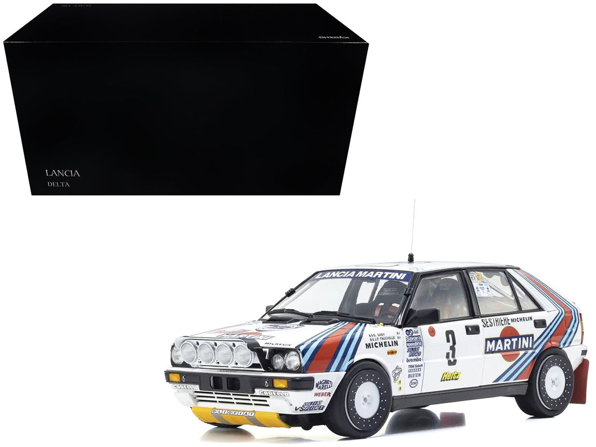 Lancia Delta HF 4WD #3 Bruno Saby - Jean-Francois Fauchille "Martini Racing" Winner "Rally Monte Carlo" (1988) 1/18 Diecast Model Car by Kyosho-Kyosho-ModelCars.com