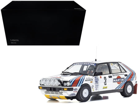 Lancia Delta HF 4WD #3 Bruno Saby - Jean-Francois Fauchille "Martini Racing" Winner "Rally Monte Carlo" (1988) 1/18 Diecast Model Car by Kyosho-Kyosho-ModelCars.com