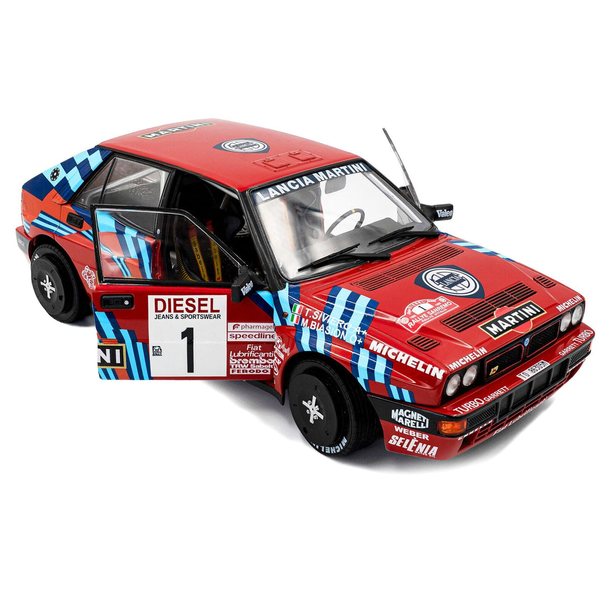 Lancia Delta HF Integrale #1 Miki Biasion - Tiziano Siviero Winner "Rally Sanremo" (1989) "Competition" Series 1/18 Diecast Model Car by Solido-Solido-ModelCars.com