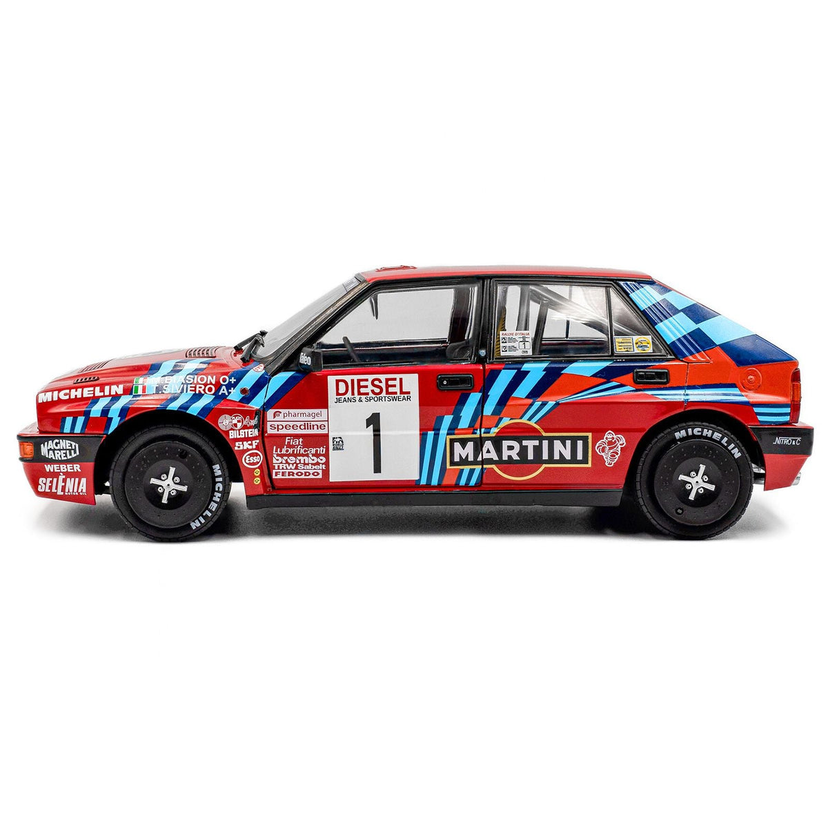 Lancia Delta HF Integrale #1 Miki Biasion - Tiziano Siviero Winner "Rally Sanremo" (1989) "Competition" Series 1/18 Diecast Model Car by Solido-Solido-ModelCars.com