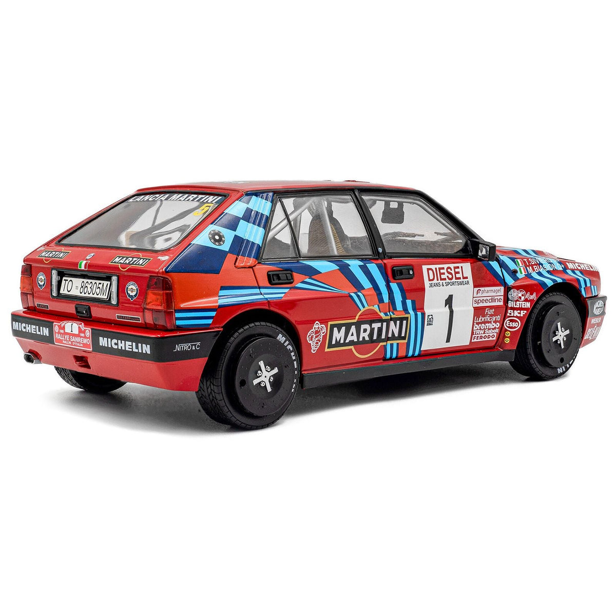 Lancia Delta HF Integrale #1 Miki Biasion - Tiziano Siviero Winner "Rally Sanremo" (1989) "Competition" Series 1/18 Diecast Model Car by Solido-Solido-ModelCars.com