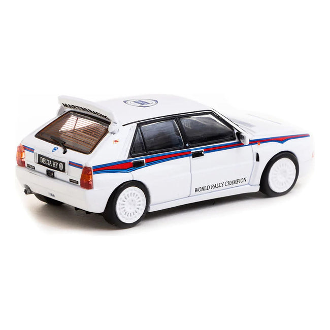 Lancia Delta HF Integrale White with Red and Blue Stripes "Martini 6 - World Rally Champion" "Road64" Series 1/64 Diecast Model Car by Tarmac Works - Tarmac Works - ModelCars.com
