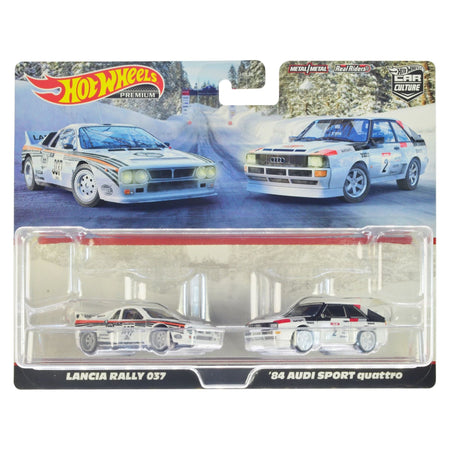 Lancia Rally 037 037 White with Stripes and 1984 Audi Sport Quattro 2 White "Car Culture" Set of 2 Cars Diecast Model Cars by Hot Wheels - Hotwheels - ModelCars.com