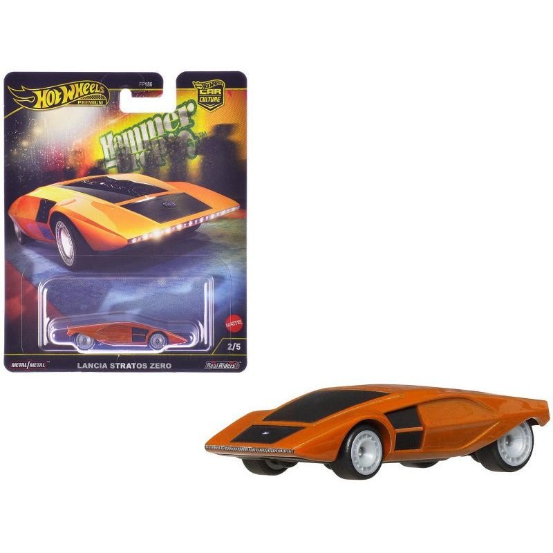 Lancia Stratos Zero Concept Car Orange Metallic "Hammer Drop" Series Diecast Model Car by Hot Wheels-Hotwheels-ModelCars.com