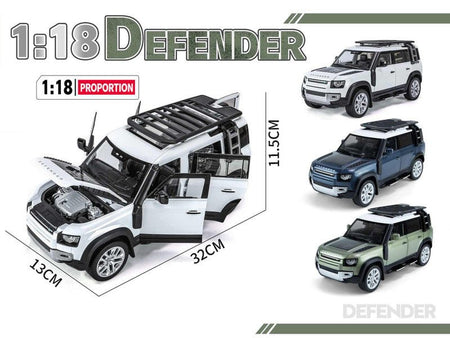 Land Rover Defender 110 Blue Metallic with White Top and Roof Rack 1/18 Diecast Model Car by Heimanba-Heimanba-ModelCars.com
