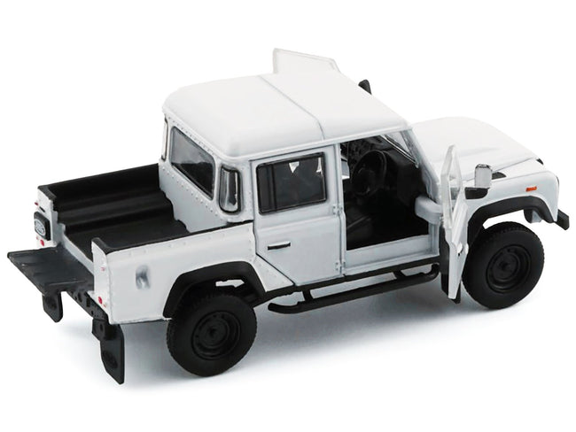 Land Rover Defender 110 Pickup Truck White with Extra Wheels 1/64 Diecast Model Car by BM Creations-BM Creations-ModelCars.com