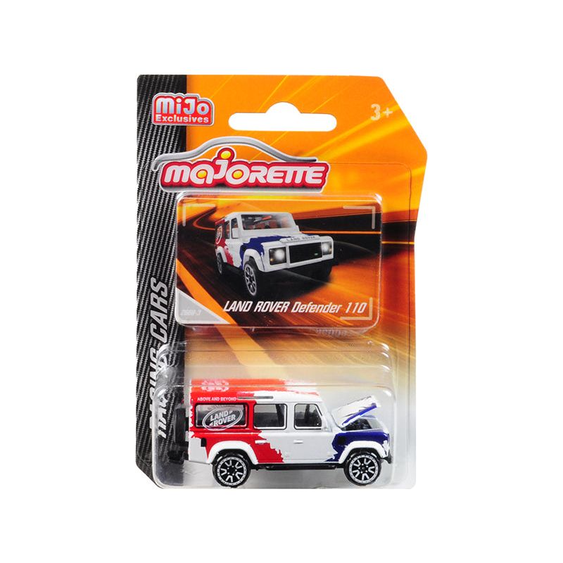 Land Rover Defender 110 White/Red/Blue "Above and Beyond" "Racing Cars" 1/60 Diecast Model Car by Majorette-Majorette-ModelCars.com