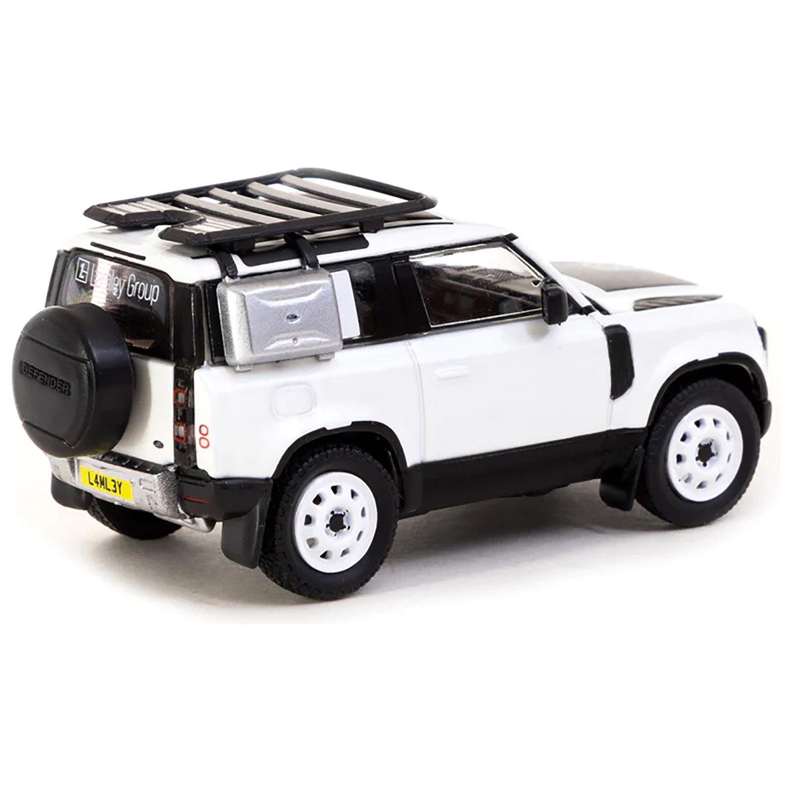 Land Rover Defender 90 White Metallic with Roof Rack 1/64 Diecast