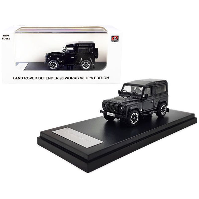 Land Rover Defender 90 Works V8 Black Metallic "70th Edition" 1/64 Diecast Model Car by LCD Models-LCD Models-ModelCars.com