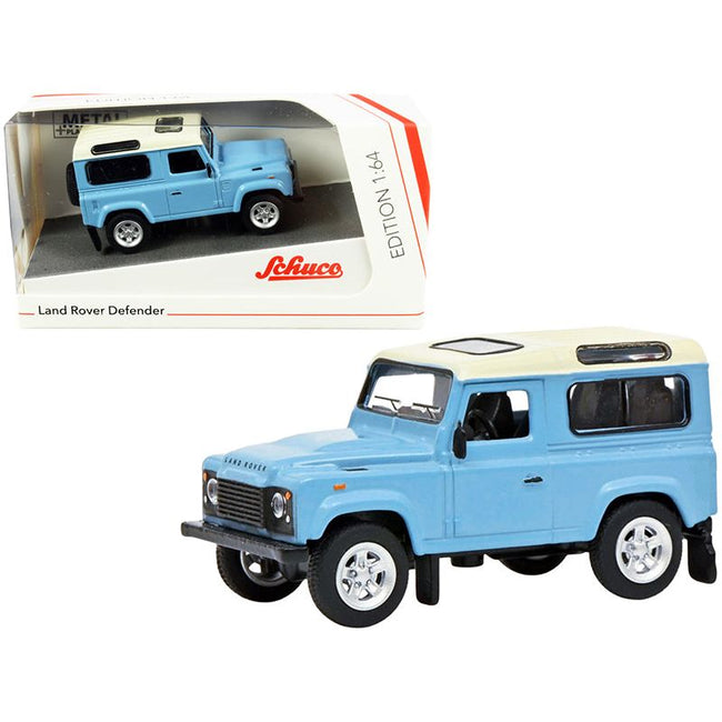 Land Rover Defender Light Blue with Cream Top 1/64 Diecast Model Car by Schuco-Schuco-ModelCars.com