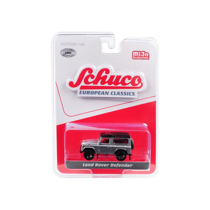 Land Rover Defender Silver "European Classics" Series Limited Edition to 2400 pieces Worldwide 1/64 Diecast Model Car by Schuco-Schuco-ModelCars.com