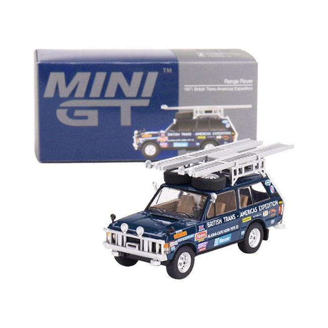Land Rover Range Rover Blue "1971 British Trans - Americas Expedition (VXC - 868K)" with Roof Rack and Ladder Limited Edition to 3000 pieces Worldwide 1/64 Diecast Model Car by True Scale Miniatures - True Scale Miniatures - ModelCars.com