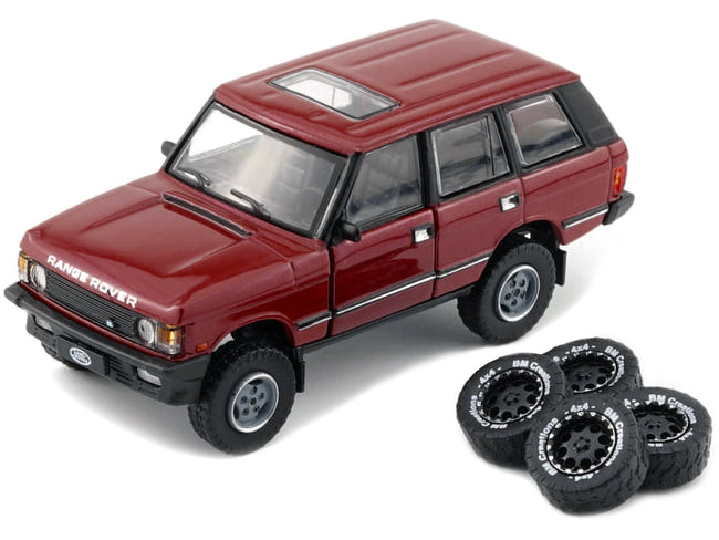 Land Rover Range Rover Classic LSE RHD (Right Hand Drive) Red with Sunroof with Extra Wheels 1/64 Diecast Model Car by BM Creations-BM Creations-ModelCars.com