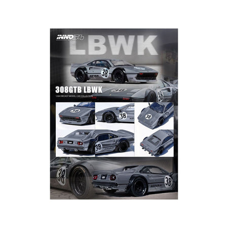 LBWK (Liberty Walk) 308 GTB 38 Gray Metallic 1/64 Diecast Model Car by Inno Models - Inno Models - ModelCars.com