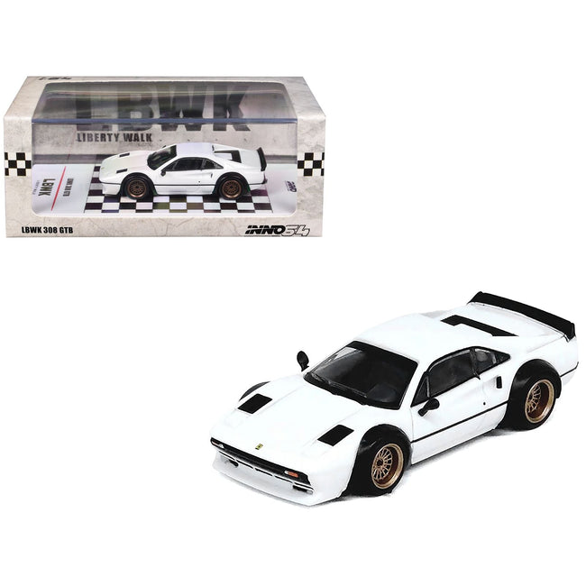 LBWK (Liberty Walk) 308 GTB White 1/64 Diecast Model Car by Inno Models-Inno Models-ModelCars.com