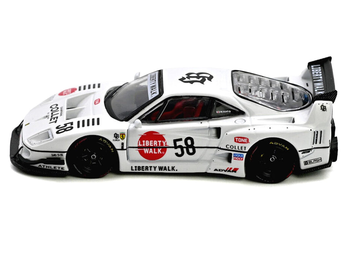 LBWK (Liberty Walk) F40 58 White with Graphics "Collet" 1/64 Diecast Model Car by Inno Models-Inno Models-ModelCars.com