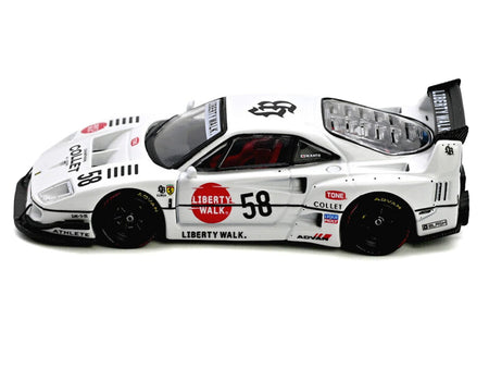 LBWK (Liberty Walk) F40 58 White with Graphics "Collet" 1/64 Diecast Model Car by Inno Models-Inno Models-ModelCars.com