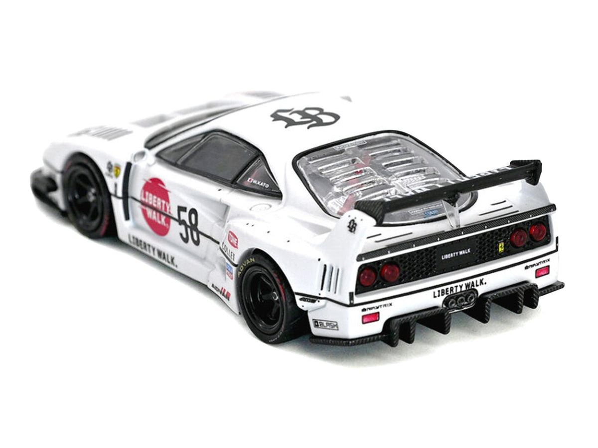 LBWK (Liberty Walk) F40 58 White with Graphics "Collet" 1/64 Diecast Model Car by Inno Models-Inno Models-ModelCars.com