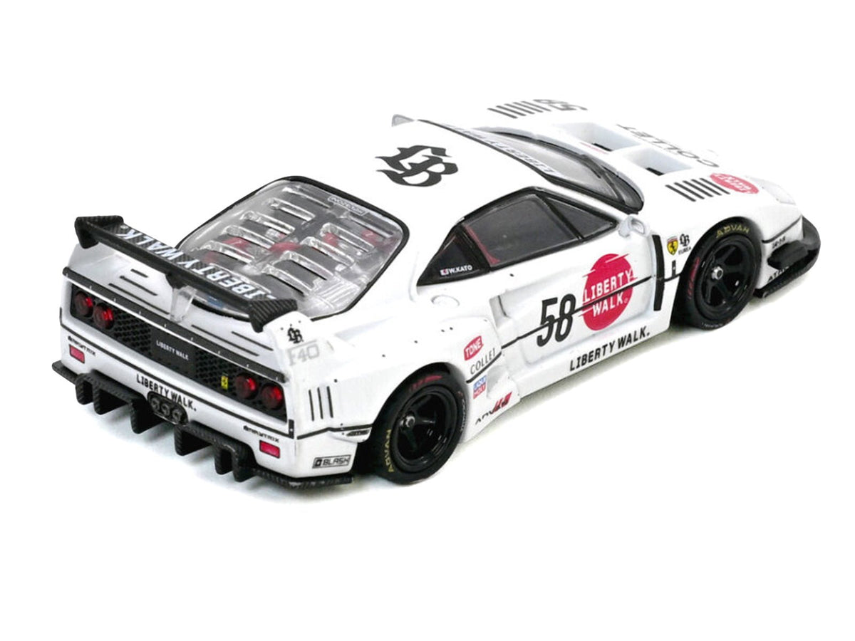 LBWK (Liberty Walk) F40 58 White with Graphics "Collet" 1/64 Diecast Model Car by Inno Models-Inno Models-ModelCars.com