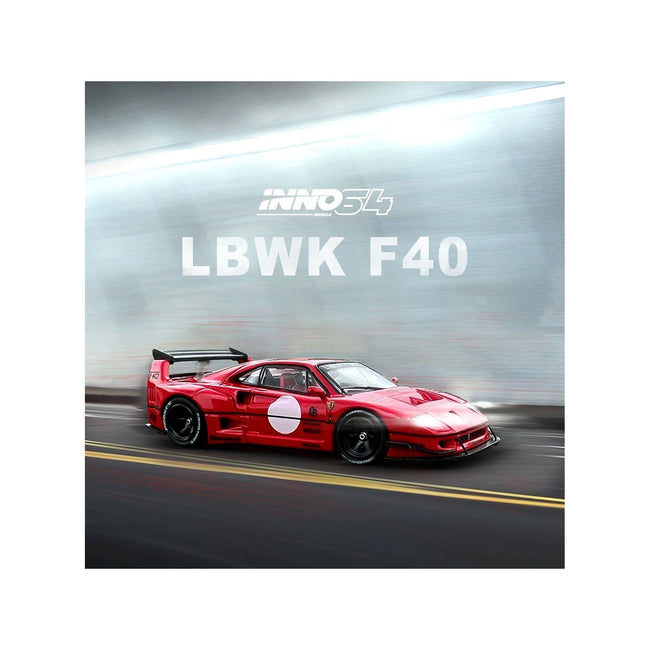 LBWK (Liberty Walk) F40 Red with Graphics 1/64 Diecast Model Car by Inno Models-Inno Models-ModelCars.com