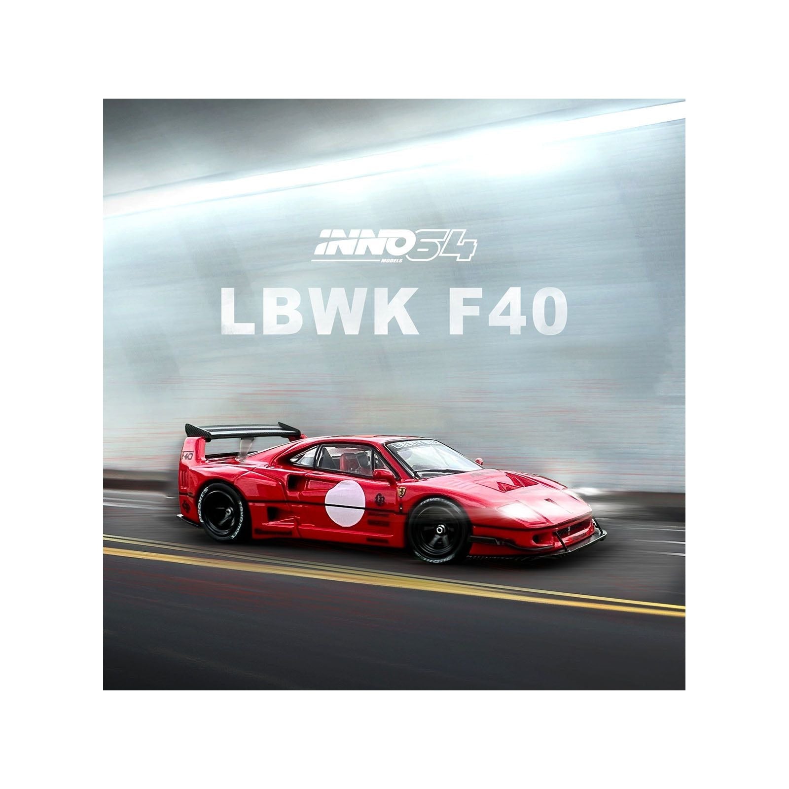 LBWK (Liberty Walk) F40 Red with Graphics 1/64 Diecast Model Car by Inno Models - Inno Models - ModelCars.com
