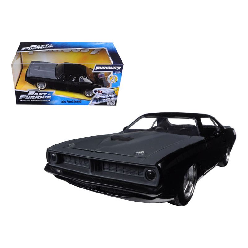 Letty's Plymouth Barracuda Matt Black "Fast & Furious 7" Movie 1/24 Diecast Model Car by Jada-Jada-ModelCars.com