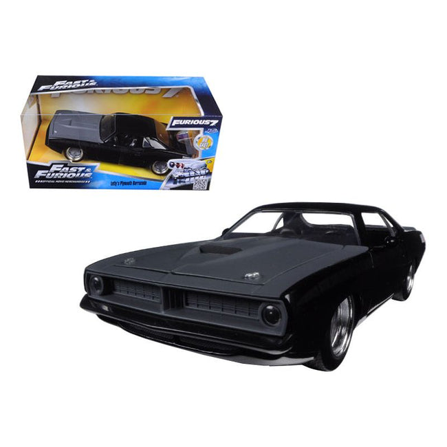 Letty's Plymouth Barracuda Matt Black "Fast & Furious 7" Movie 1/24 Diecast Model Car by Jada-Jada-ModelCars.com