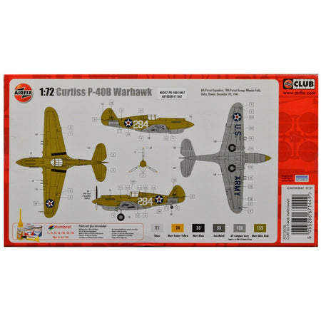 Level 1 Model Kit Curtiss P-40B Warhawk Fighter-Bomber Aircraft 1/72 Plastic Model Kit by Airfix-Airfix-ModelCars.com