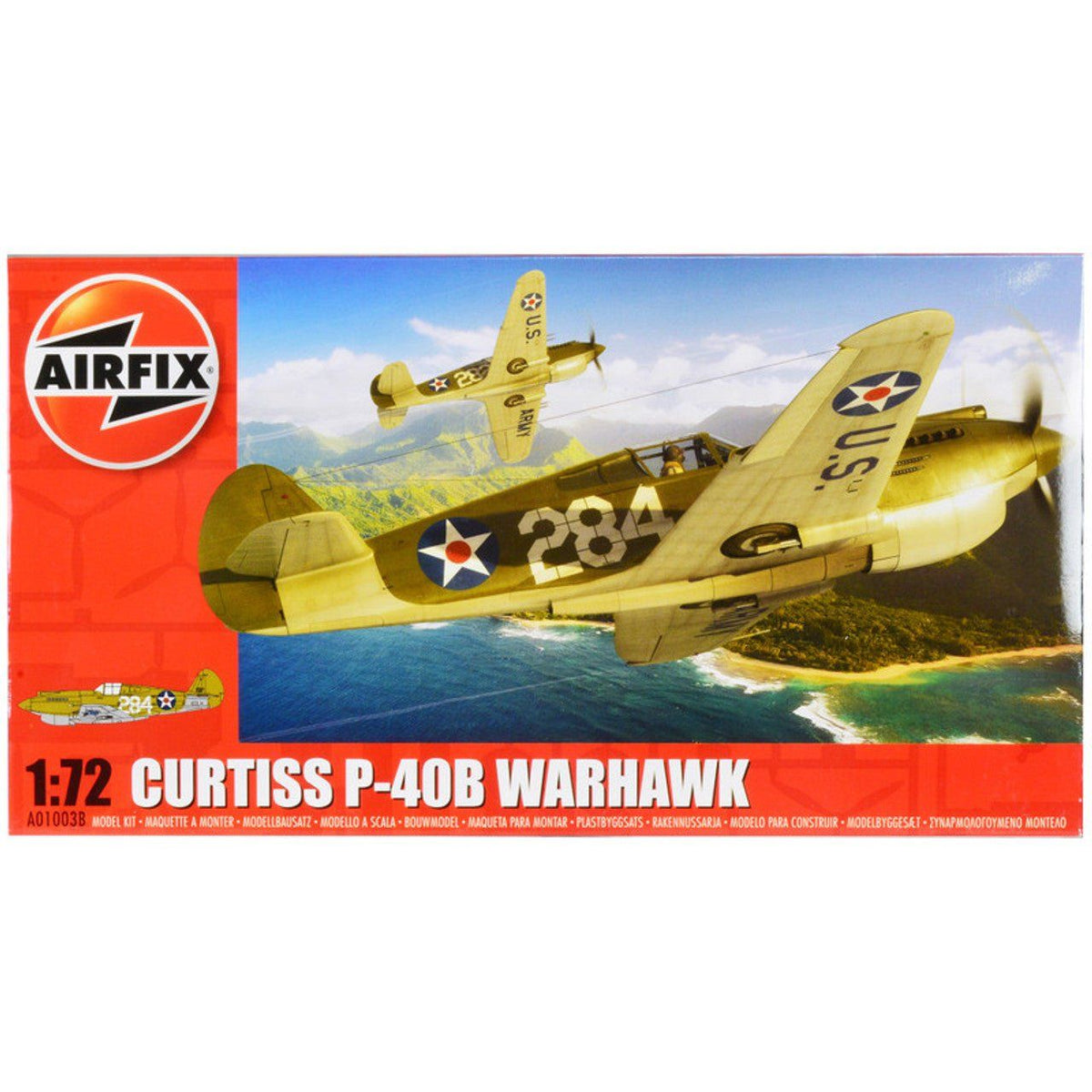 Level 1 Model Kit Curtiss P-40B Warhawk Fighter-Bomber Aircraft 1/72 Plastic Model Kit by Airfix-Airfix-ModelCars.com
