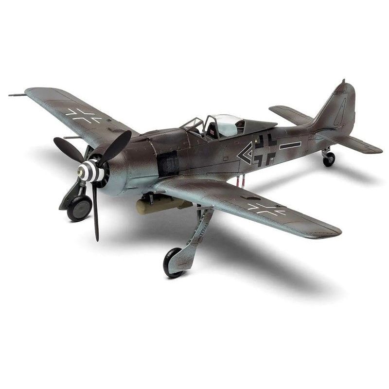 Level 1 Model Kit Focke-Wulf Fw190-A8/F-8 Fighter Aircraft with 2 Scheme Options 1/72 Plastic Model Kit by Airfix-Airfix-ModelCars.com