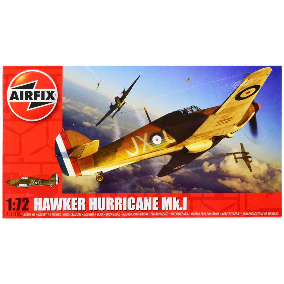 Level 1 Model Kit Hawker Hurricane Mk.I Fighter Aircraft 1/72 Plastic Model Kit by Airfix-Airfix-ModelCars.com