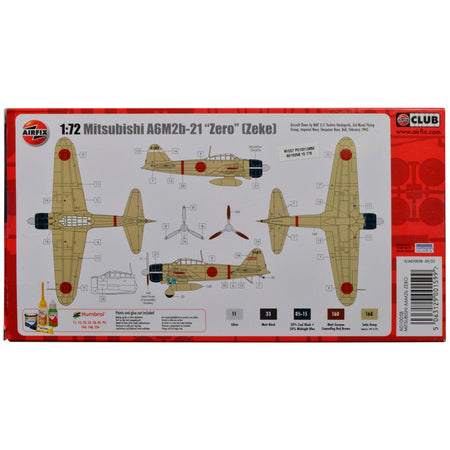 Level 1 Model Kit Mitsubishi A6M2b Zero Fighter Aircraft 1/72 Plastic Model Kit by Airfix - Airfix - ModelCars.com